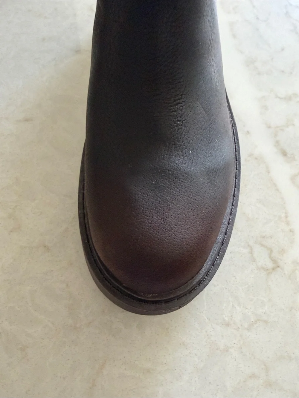 Clarks Two-Tone Dark Brown and Chestnut leather riding boot.  Opal Glow Boot